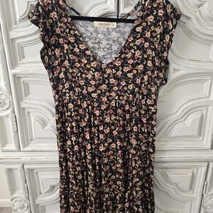 Liberty Love Black Floral Maxi Dress with Pink & Cream Blooms